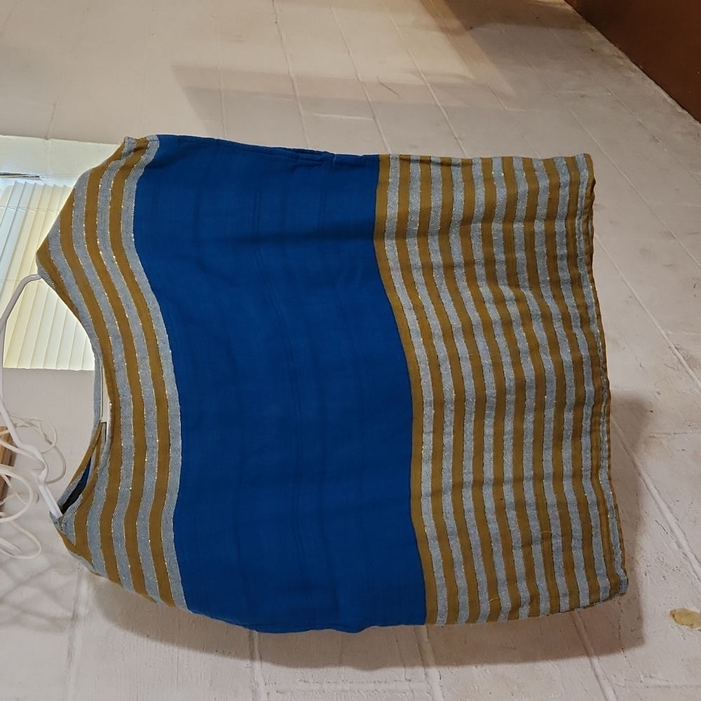 Ace and Jig turquoise and white and gold stripe top